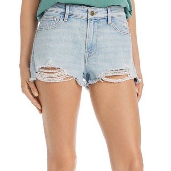 Frame Le Grand Garcon Raw-Edge Denim Shorts - Picture 2 of 13